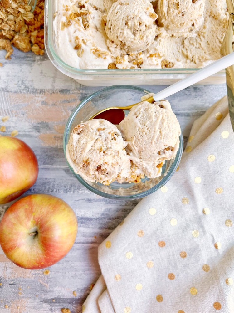 No Churn Apple Butter Ice Cream With Oat Crumble